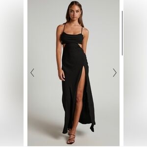 Showpo. Reviena Cut Out Maxi Dress in black. Size 4. New with tags.